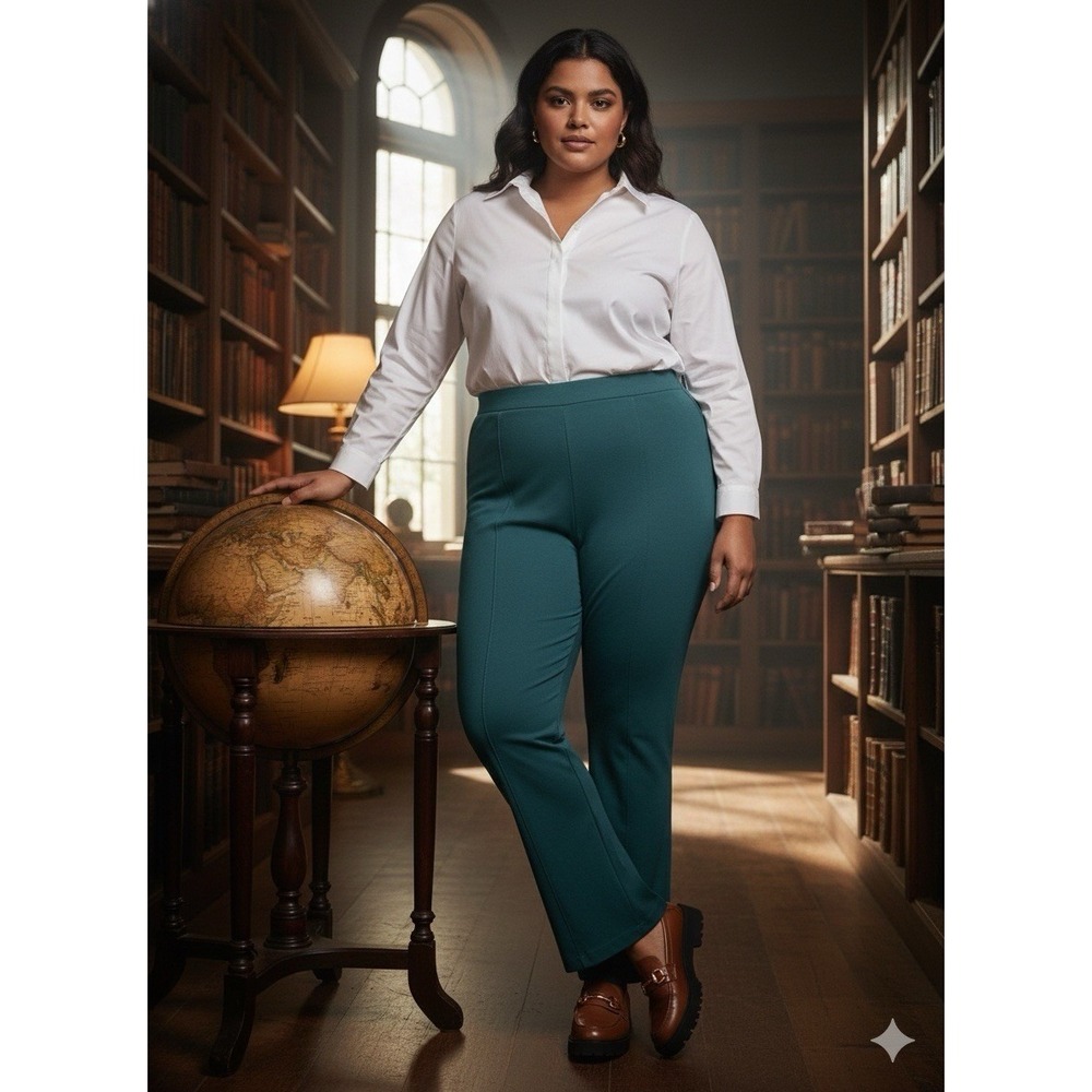 ZAC & RACHEL Deep Teal Flare Trousers XL Dark Academia Siren Office Career Chic‎
